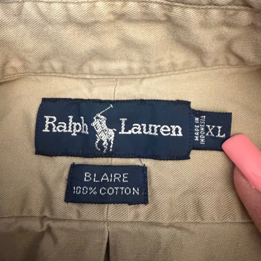 Ralph Lauren Men's Blaire Tan Long Sleeve Button Down Shirt, Size XL - Picture 6 of 10